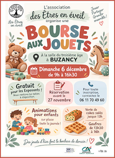 Bourse aux jouets le 6 décembre à Buzancy